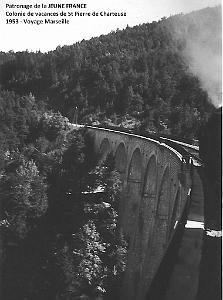 COLO JEUNE FRANCE 1953 voyage ferroviaire Marseille -Grenoble, le viaduc